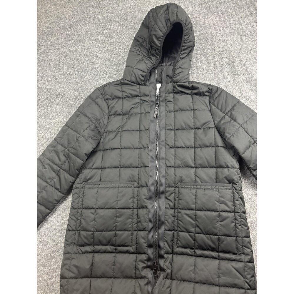 Rebecca Minkoff Coat Womens Large Black Quilted Hooded Puffer Long Zip Pockets